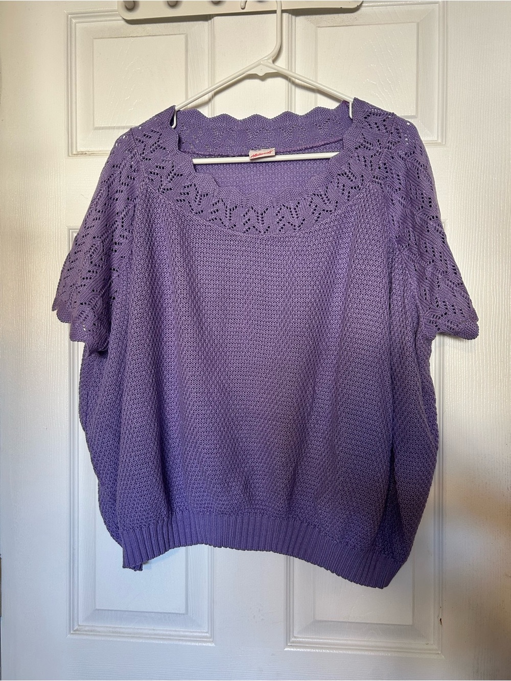 Haband Lavender Crochet-Yoke Scoop Neck Sweater